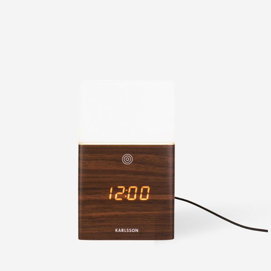 Alarm Clock Frosted Light LED - dark wood veneer