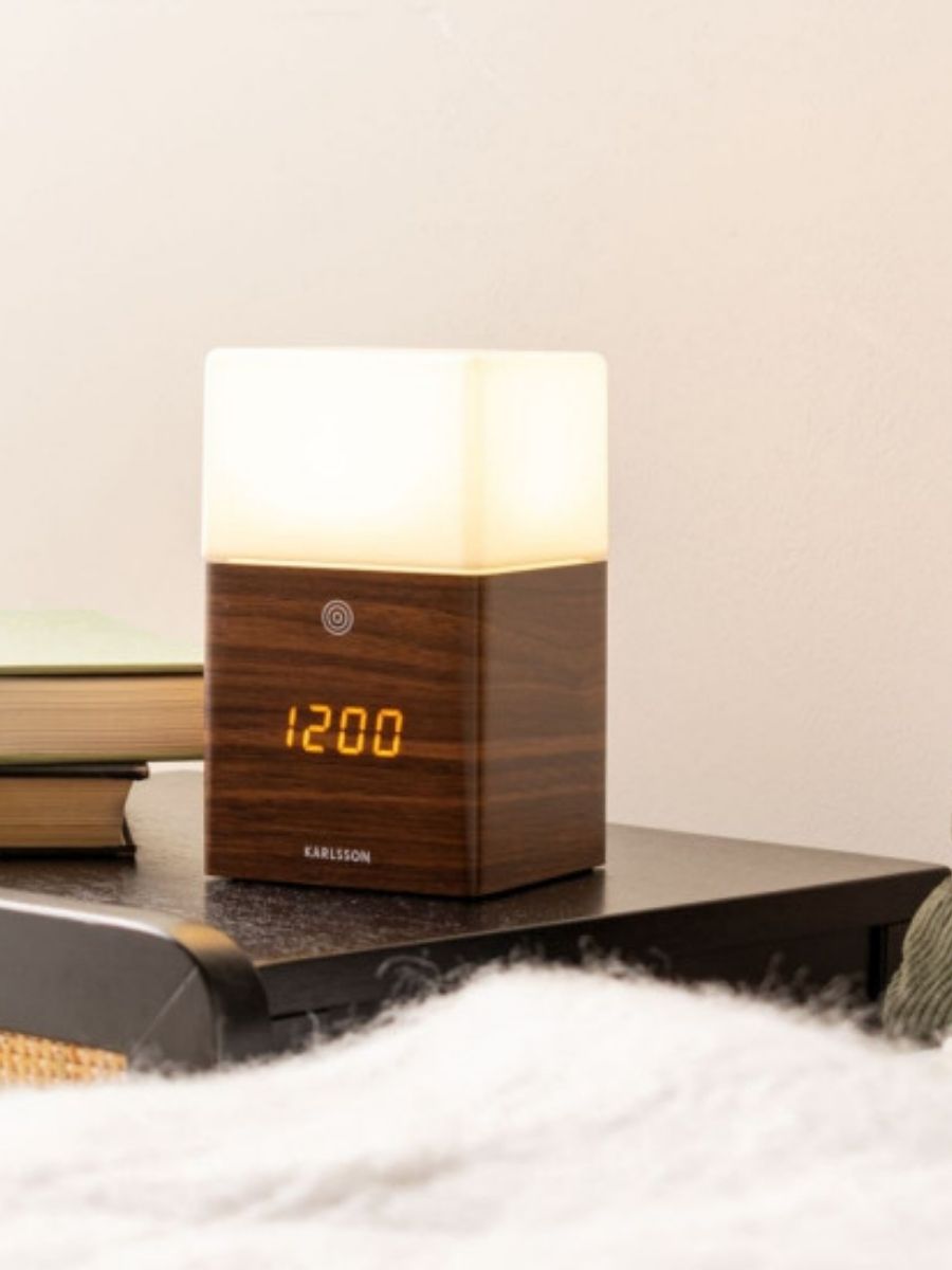 Alarm Clock Frosted Light LED - dark wood veneer