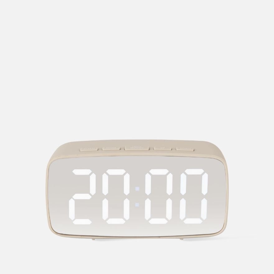 Alarm Clock Mirror LED Oval, Warm grey